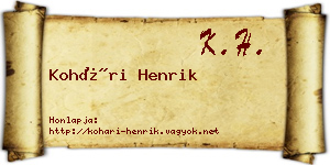 Kohári Henrik névjegykártya